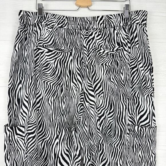 Michael Kors Womens Linen Blend Cargo Pants Plus Size 2X Zebra Print Casual - Picture 9 of 16